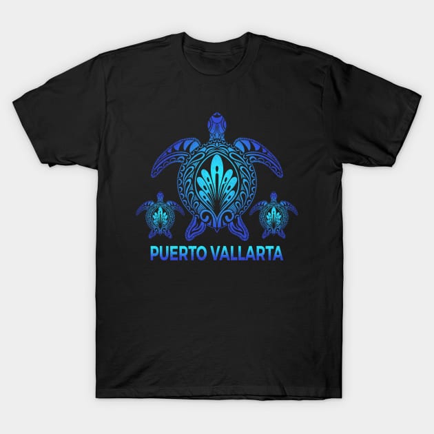 Vintage Puerto Vallarta Mexico Ocean Blue Sea Turtle Souvenirs T-Shirt by kalponik